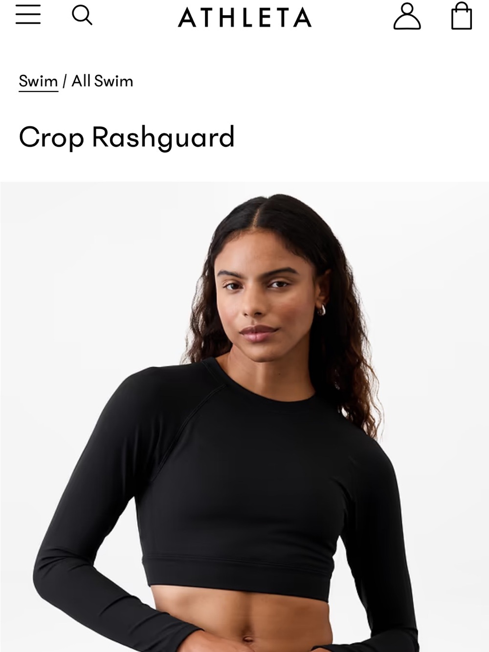 Athleta Black Long-Sleeve Crop Rashguard
